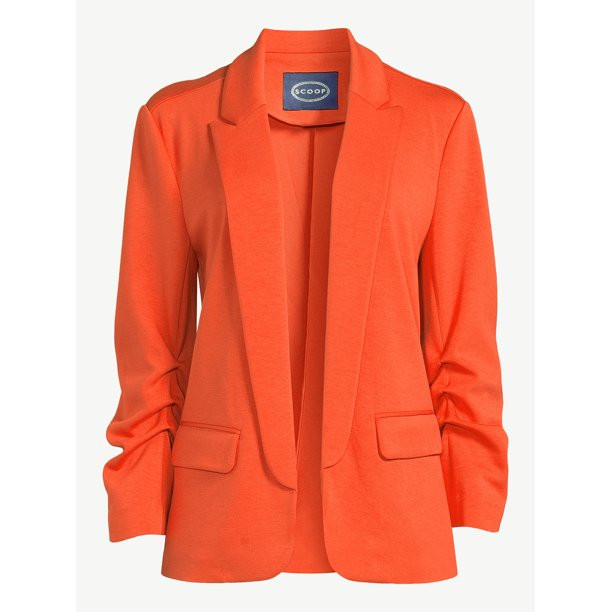 Scoop Women's Scuba Blazer with Scrunch Sleeves - Walmart.com | Walmart (US)