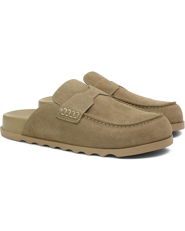 iiimmu Women's Suede Mule Loafers Backless Slip On Flats Casual Round Toe Comfort Slides | Amazon (US)