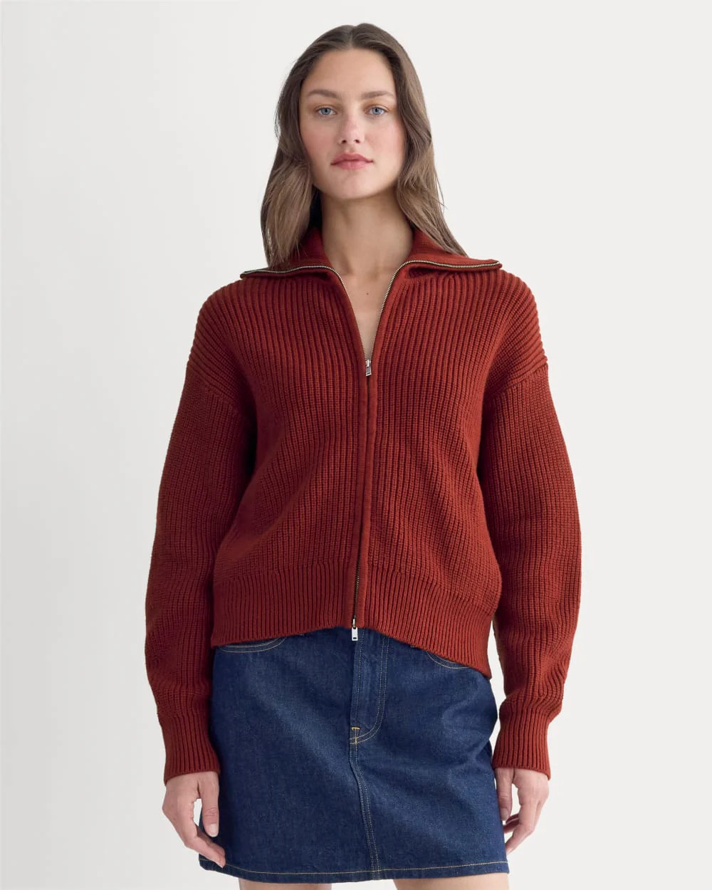 The Full-Zip Sweater in Everyday Cotton | Merlot | Everlane