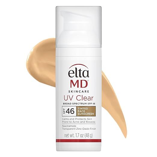 EltaMD UV Clear Tinted Face Sunscreen, SPF 46 Oil Free Sunscreen with Zinc Oxide, Protects and Ca... | Amazon (US)