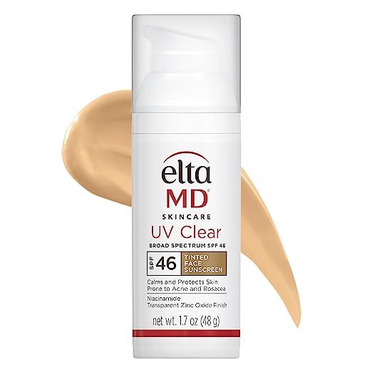 EltaMD UV Clear Tinted Face Sunscreen, SPF 46 Oil Free Sunscreen with Zinc Oxide, Protects and Ca... | Amazon (US)