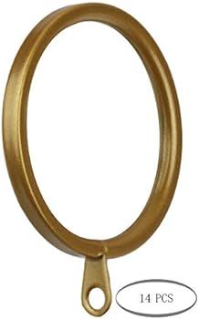 MERIVILLE 14 pcs Gold 1.5-Inch Inner Diameter Metal Flat Curtain Rings with Eyelets, Fits Up to 1... | Amazon (US)