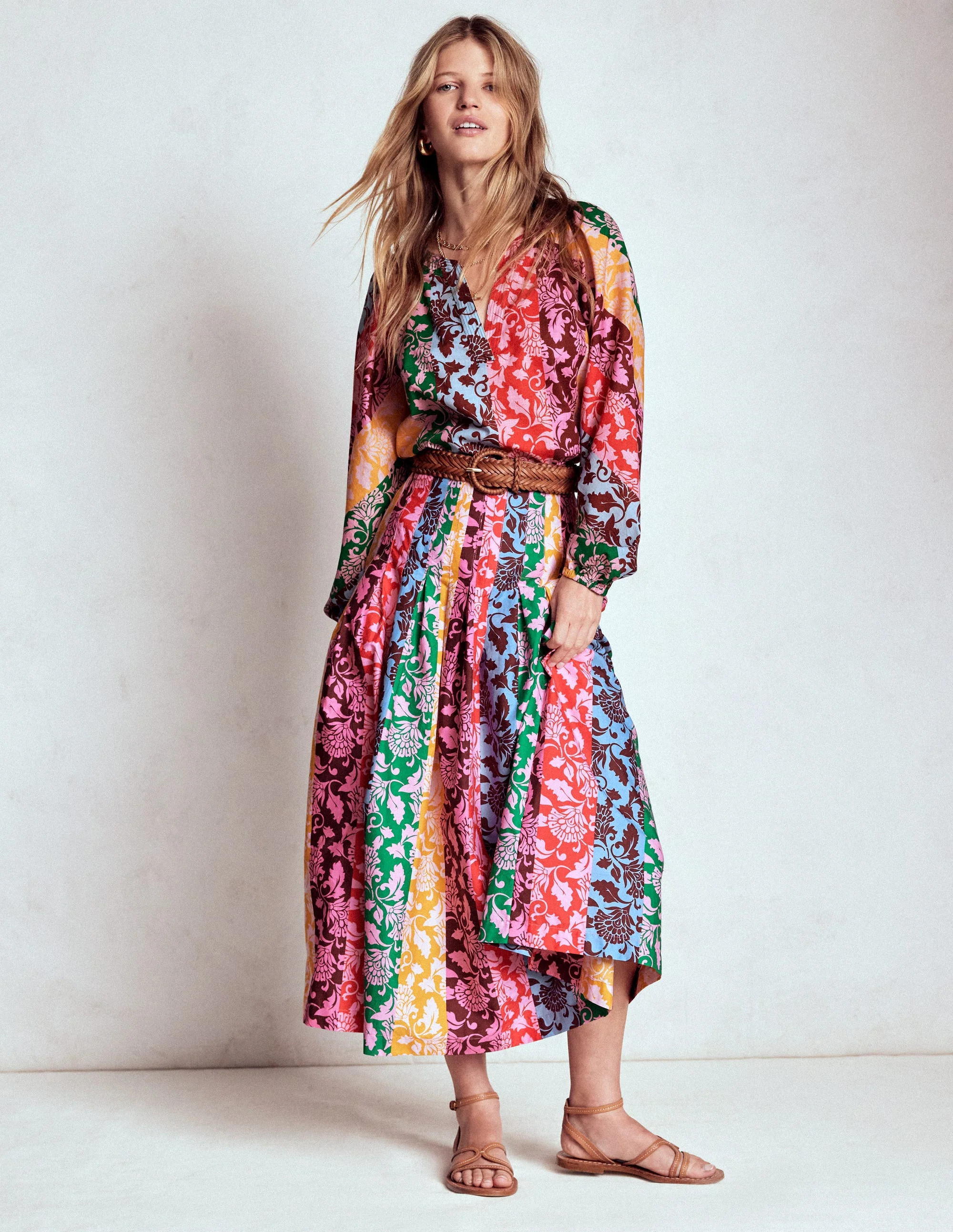 Valentina Poplin Midi Skirt-Multi, Ornate Vine Hotch | Boden UK