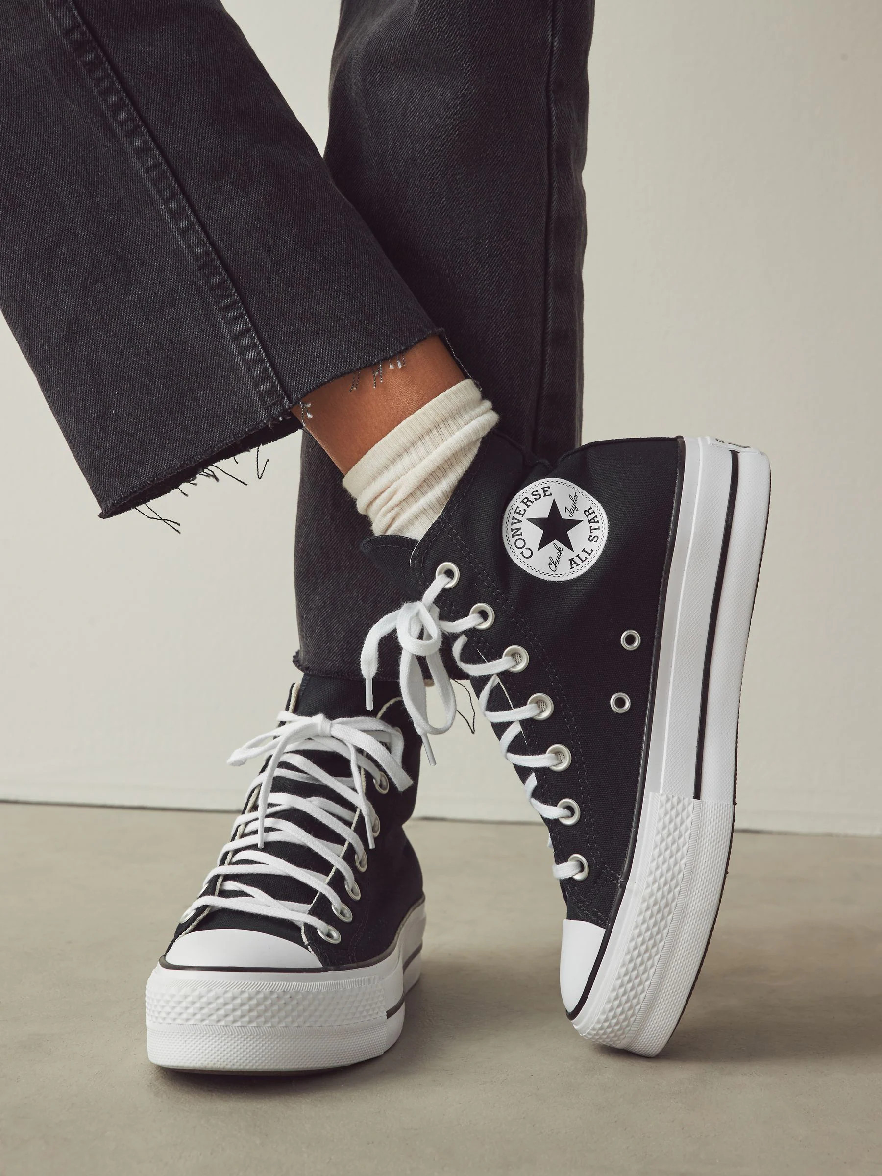 Converse Converse Black Pale Platform Lift High Top Trainers | Next US
