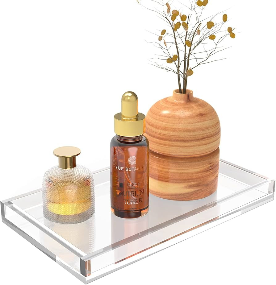 Vanity Tray 8mm Thicken Clear Acrylic Organizer Tray 10.5 * 6" for Bathroom Sink Countertops, Dre... | Amazon (US)