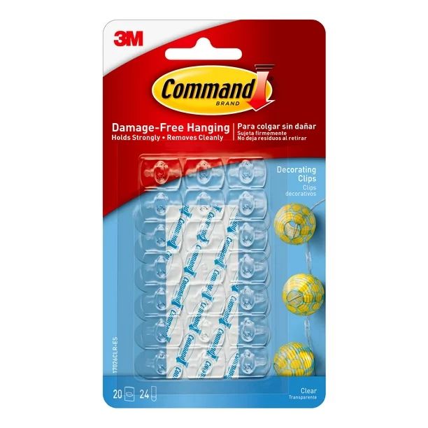 Command Decorating Clips, Clear, 20 Clips, 24 Clear Strips/Pack - Walmart.com | Walmart (US)
