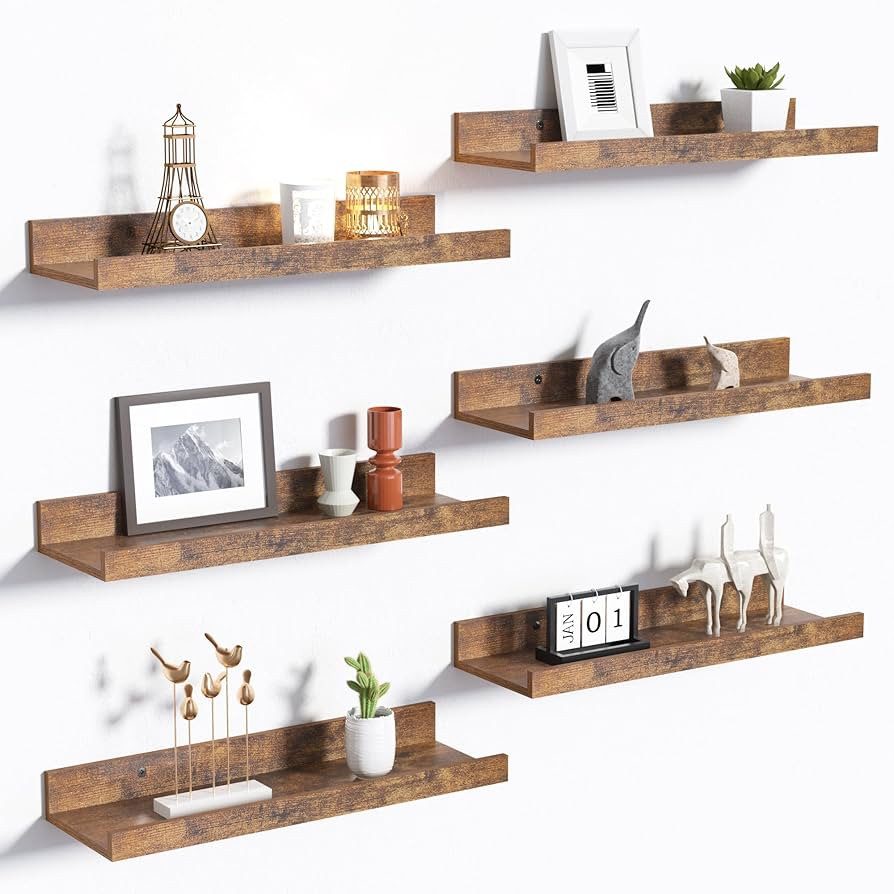 upsimples Floating Shelves for Wall, Wall Shelves for Decor Storage Set of 6, Wall Mounted Wood S... | Amazon (US)