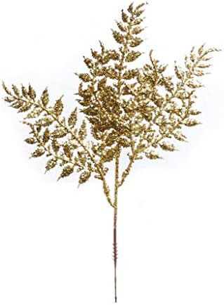 Larksilk Gold Glitter Leaf Spray Christmas Tree Pick Ornament | Artificial Winter Ash Branch with... | Amazon (US)