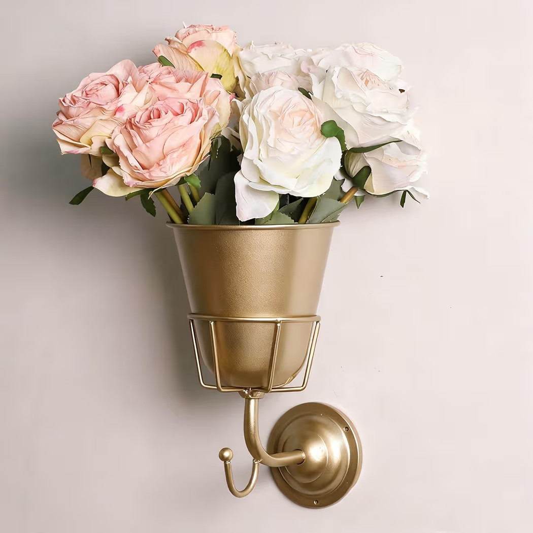 Opal Wall Vessel for Flowers with Hook, Vintage Brass Container Vase, Multi-Function Hanging Orga... | Amazon (US)