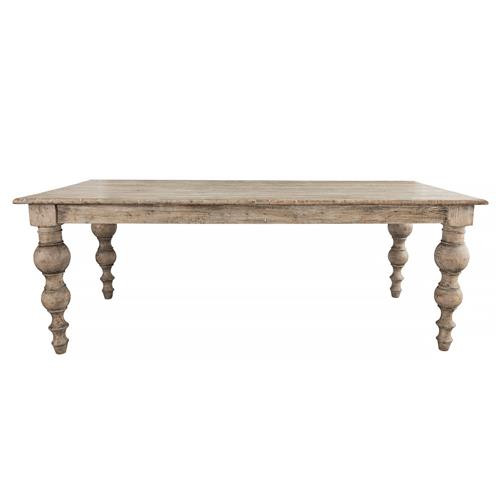 Berna French Country Whitewas Pine Wood Rectangular Dining Table - 83"W | Kathy Kuo Home