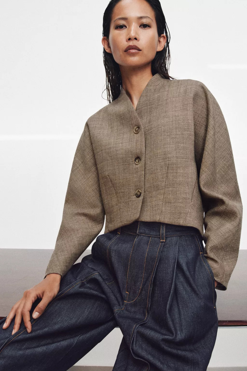 ZW COLLECTION WOOL BLEND CROPPED JACKET | Zara US