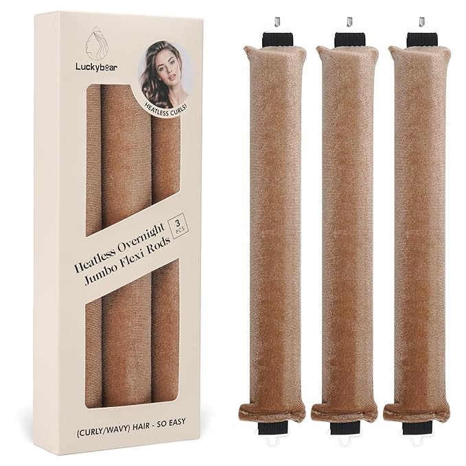 Overnight Heatless Hair Curler Blowout Rods Jumbo, Heatless Curls Satin Jumbo Flexi Rods to Sleep... | Amazon (US)