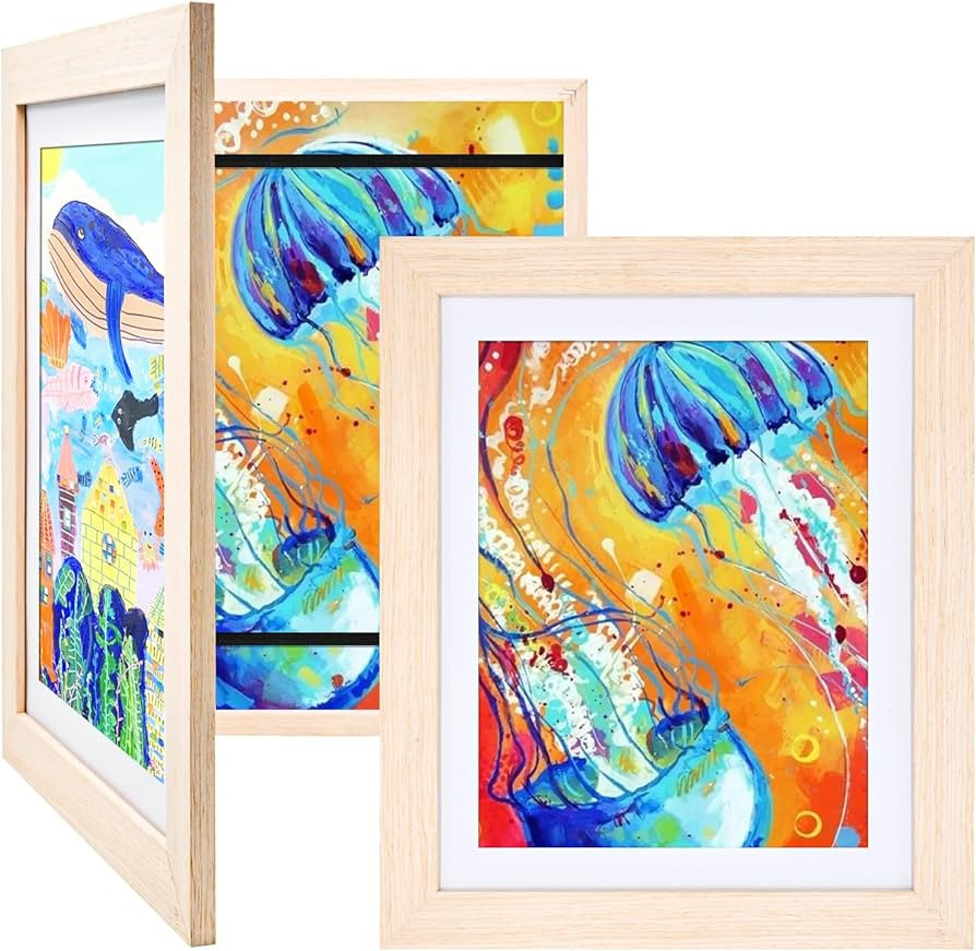 KINLINK 10x12.5 Kids Art Frames Set of 2, Solid Wood Kids Artwork Frames Changeable with Acrylic ... | Amazon (US)