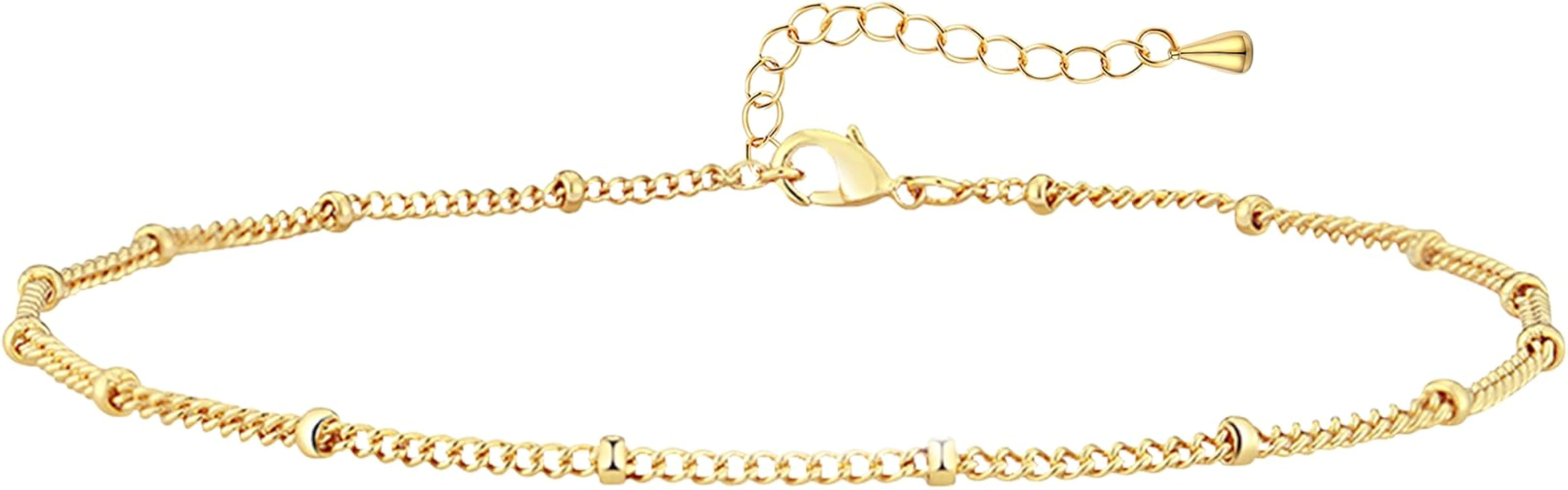 Extra Large Anklets for Women Large Ankle, 14K Real Gold Dainty Anklets for Women Waterproof, 10"... | Amazon (US)