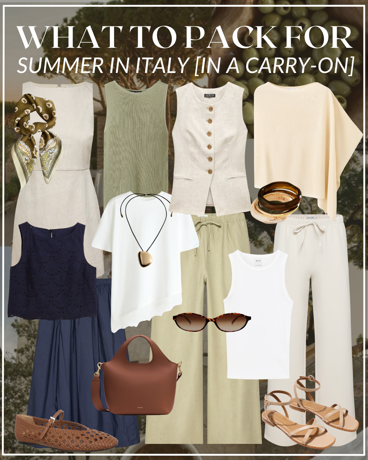 what to pack for summer in italy (in a carry-on)

summer style / vacation outfits / europe outfits / linen dress / linen vest / aritzia lodge pants / midi skirt / woven flats / strappy sandals / minimal style / chic style / styleover30 

 

#LTKootd #LTKSeasonal #LTKTravel