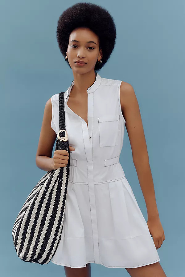 Maeve Sleeveless V-Neck Fit & Flare Shirtdress | Anthropologie (US)
