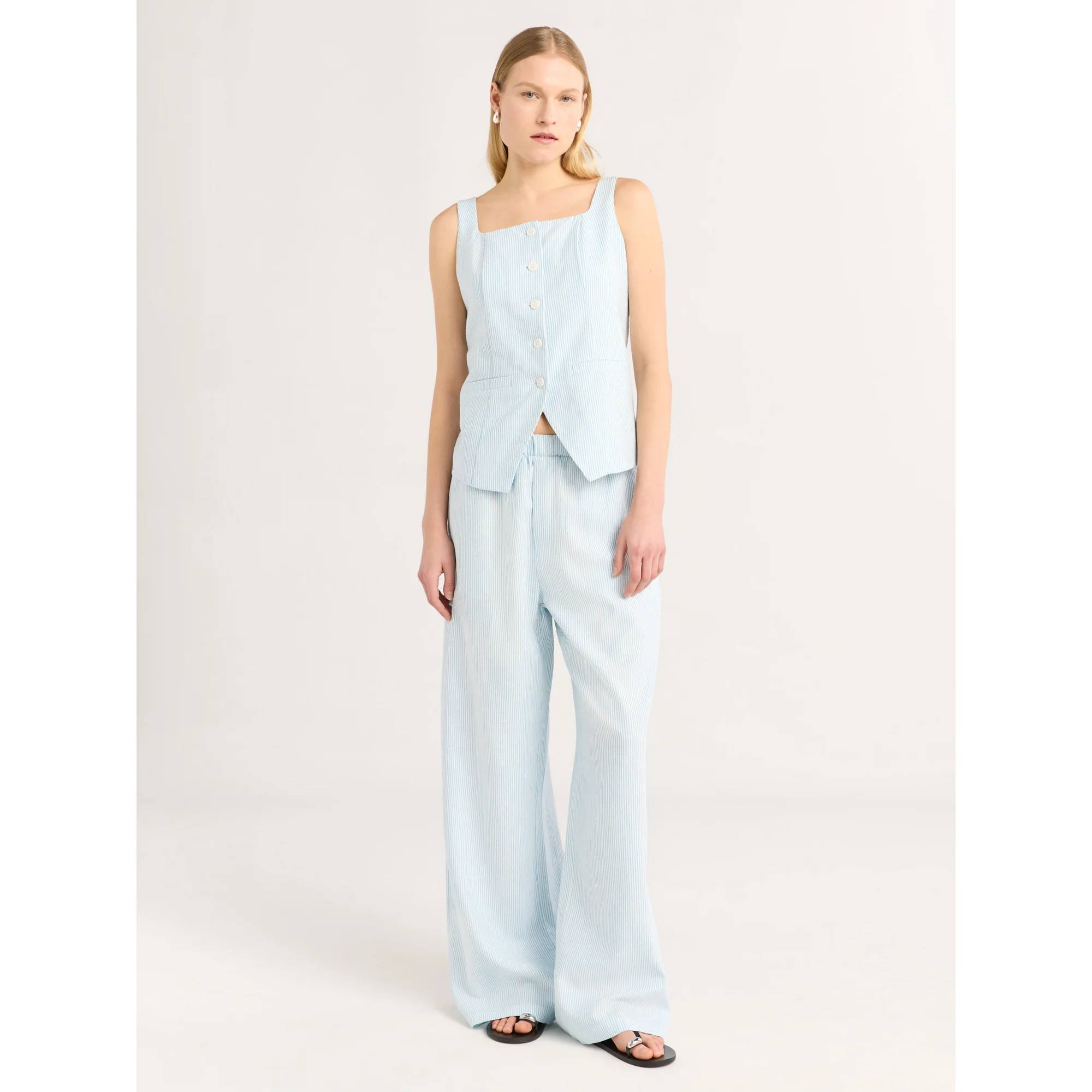 Scoop Women's Linen Blend Wide Leg Pants, 32" Inseam, Sizes XS-4X | Walmart (US)