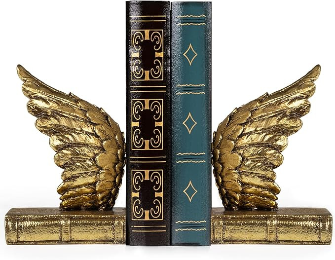 Book Ends for Shelves - Book Ends to Hold Books Heavy Duty, Lucky Wings Decorative Bookends for H... | Amazon (US)