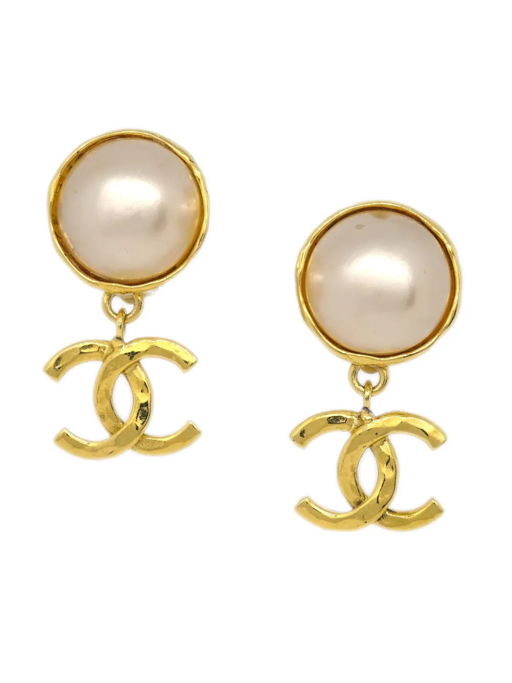 CHANEL Pre-Owned 1993 faux-pearl clip-on earrings - Gold | Farfetch Global