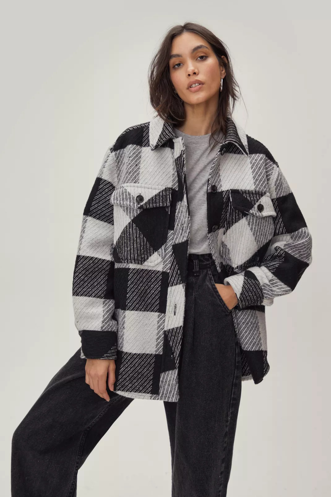 Black And White Check Overshirt | Nasty Gal (US)