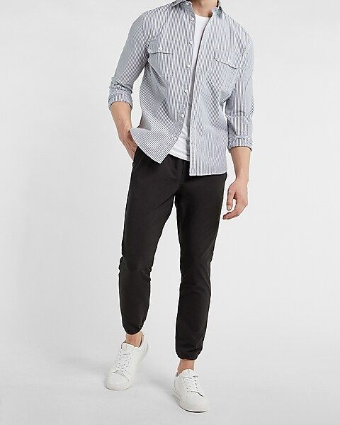 Slim Striped Stretch Cotton Shirt | Express