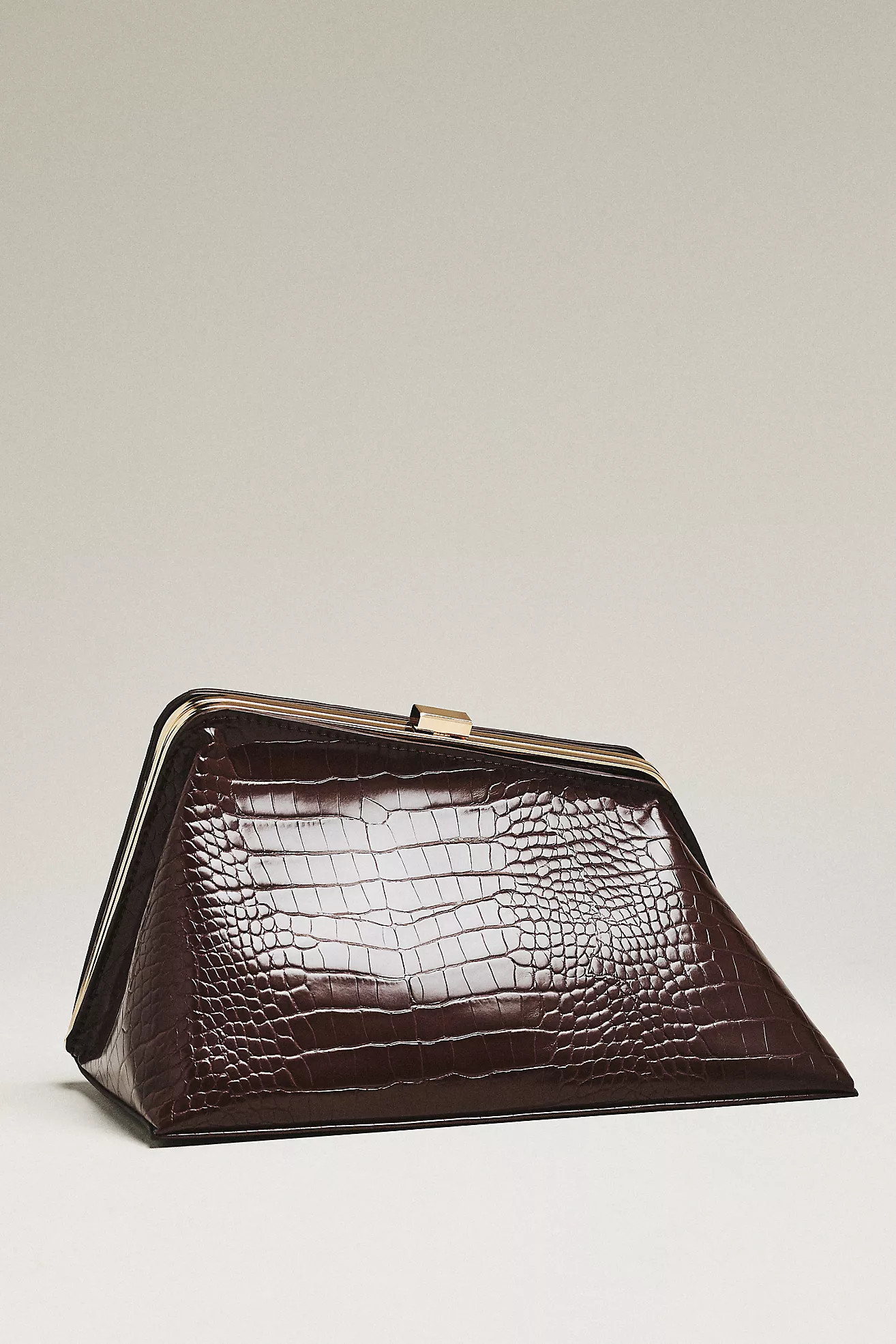 Textured Croc Angular Hardware Clutch | Anthropologie (US)
