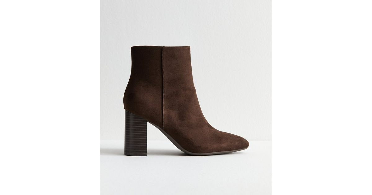 Brown Faux Suede Block Heel Ankle Boots | New Look | New Look (UK)