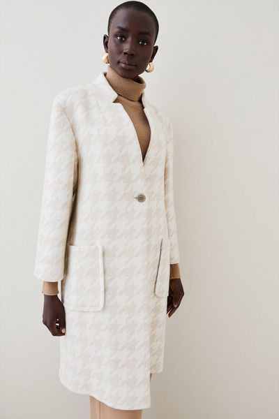 Italian Wool Cashmere Over Size Dogtooth Coat | Debenhams UK