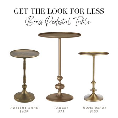 Brass pedestal table, London turned accent table brass, target furniture, bell Kirk round gold accent table, clares round metal accent table, pottery barn, metal table, metal side table, home
Depot furniture

#LTKhome