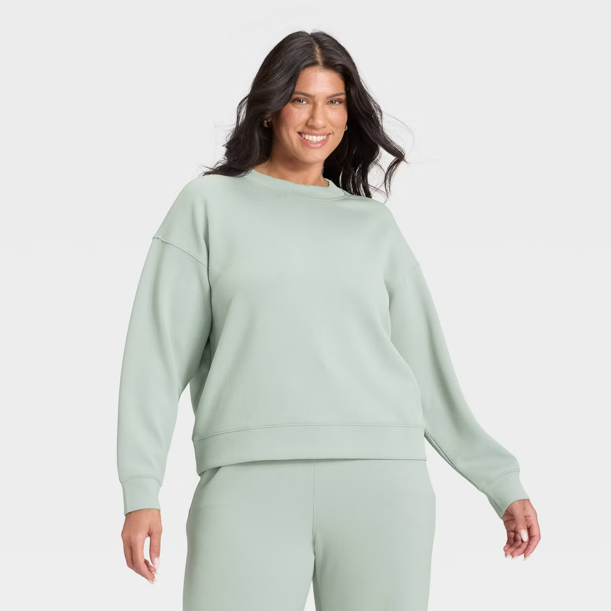 Women's Airy Sleek Ribbed Crewneck Sweatshirt - All In Motion™ | Target