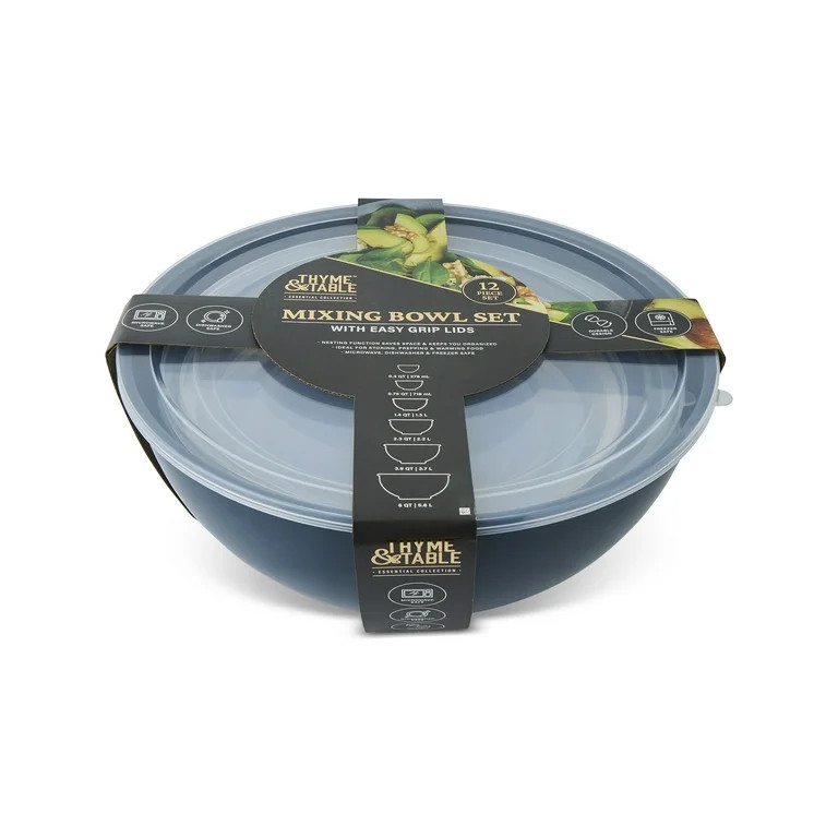 Thyme & Table 12-Piece Nesting Mixing Bowl Set, Blue | Walmart (US)