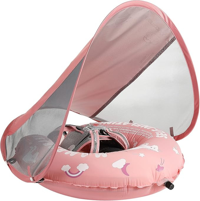 Mambobaby Float Self-Inflating Baby Swim Float with Canopy, Compressible Folding Pool Baby Float,... | Amazon (US)