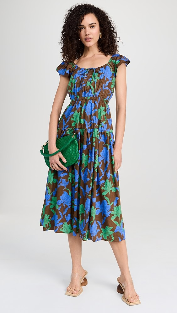 Moon River Button Front Ruffle Midi Dress | Shopbop | Shopbop