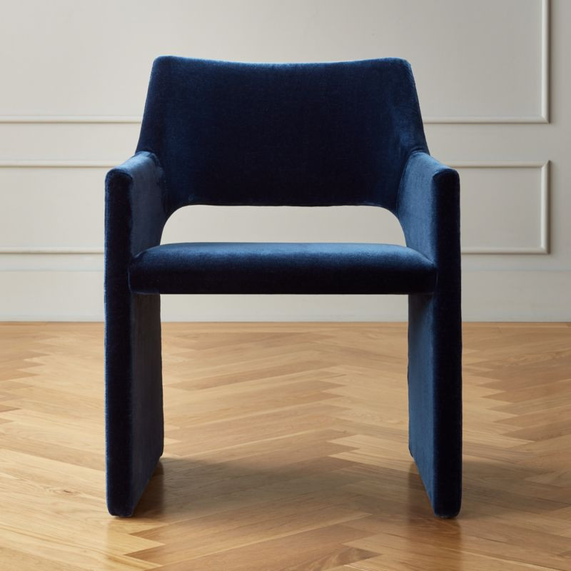 Foley Faux Mohair Navy Dining Armchair + Reviews | CB2 | CB2