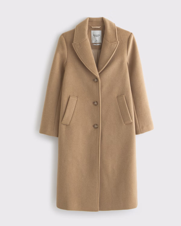 Wool-Blend Tailored Topcoat | Abercrombie & Fitch (US)