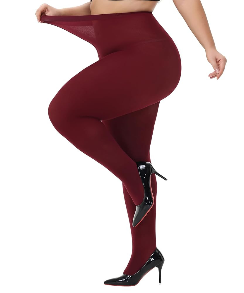 HeyUU Plus Size Tights for Women High Waist Stockings Semi Opaque Women’s Panyhose with Super C... | Amazon (UK)