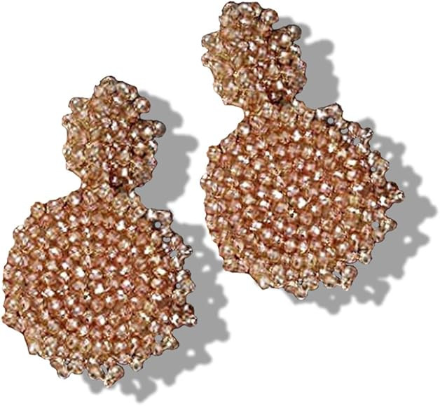 Heart Hoop Earrings CZ Crystal Gold Plated Earrings for Women (Beige) | Amazon (US)