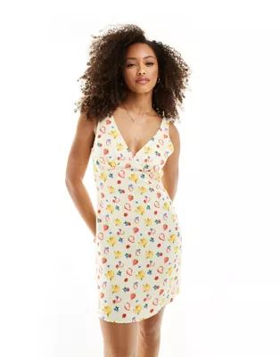 ASOS DESIGN linen mini dress in fruit print | ASOS (Global)