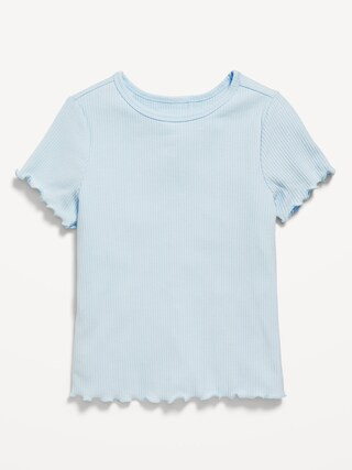 Short-Sleeve Lettuce-Edge Ribbed T-Shirt for Toddler Girls | Old Navy (US)