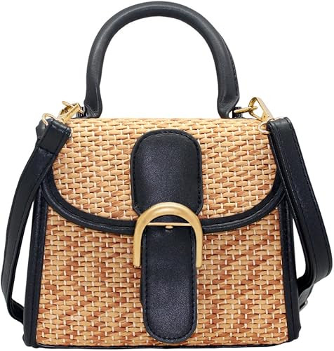 Boshiho Retro Straw Woven Handbag Womens Small Cross Body Bag Shoulder Messenger Satchel | Amazon (US)