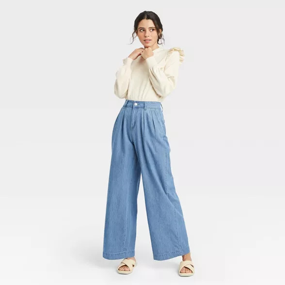 Women's High-Rise Wide Leg Jeans - Who What Wear™ Blue | Target