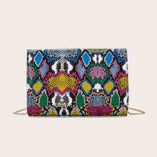 Snakeskin Flap Chain Clutch Bag | SHEIN