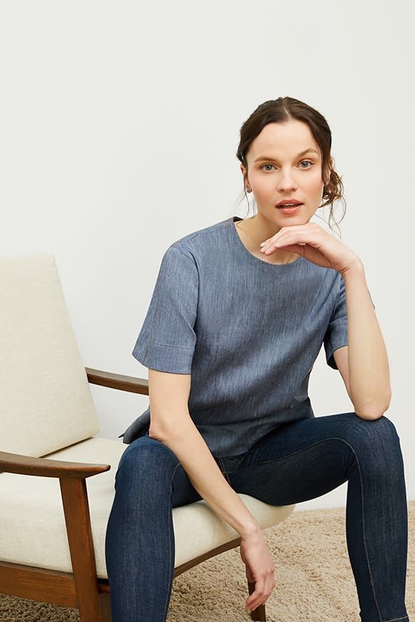 The Annika Tee—Slubbed Stretch Linen | MM LaFleur