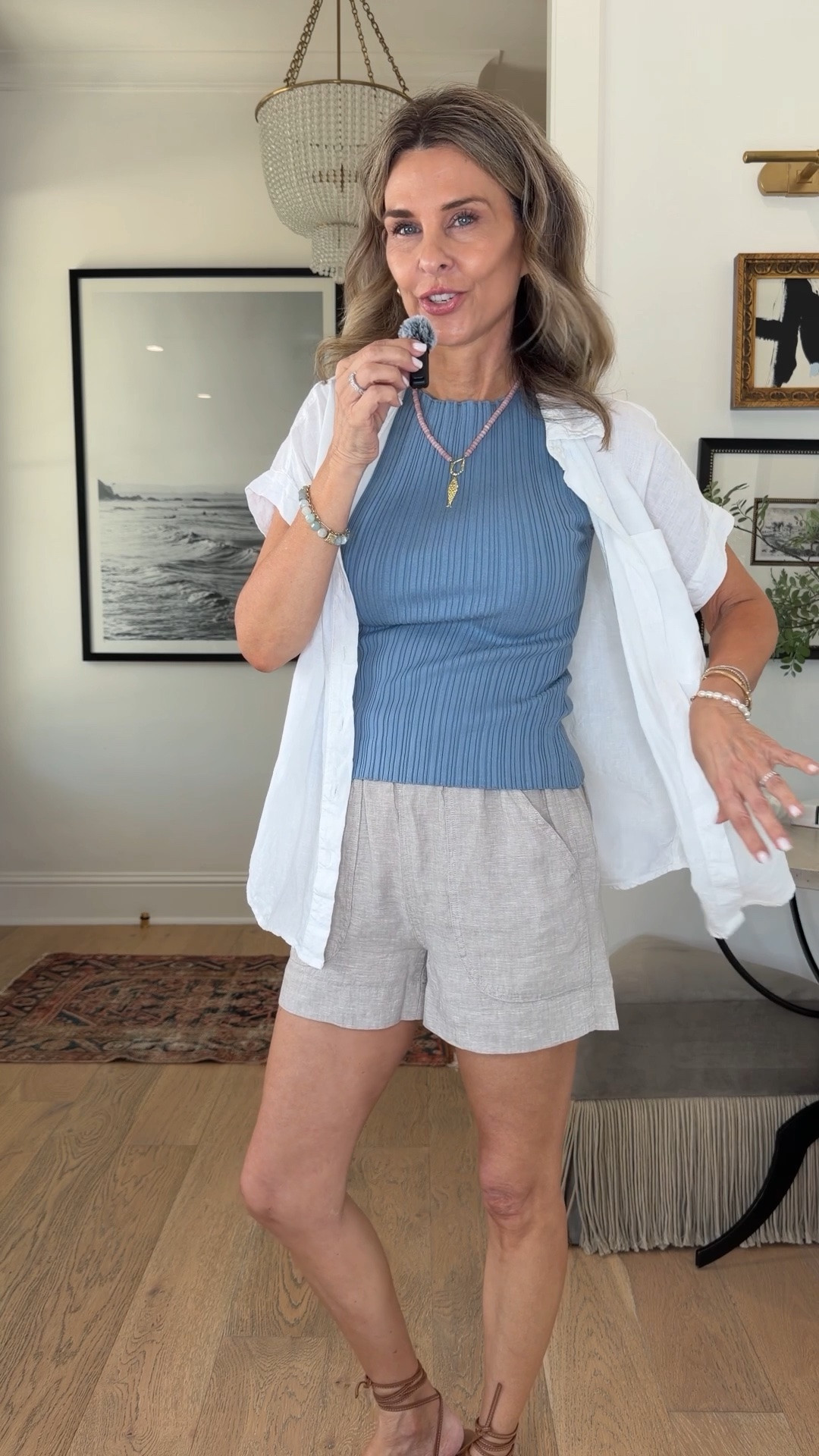 I’m 5’6’’. @Quince  chic summer on a budget! 
-linen shorts size XS
-white camp linen shirt size XS
-blue boatneck tank size XS

#LTKootd #LTKSeasonal #LTKOver40