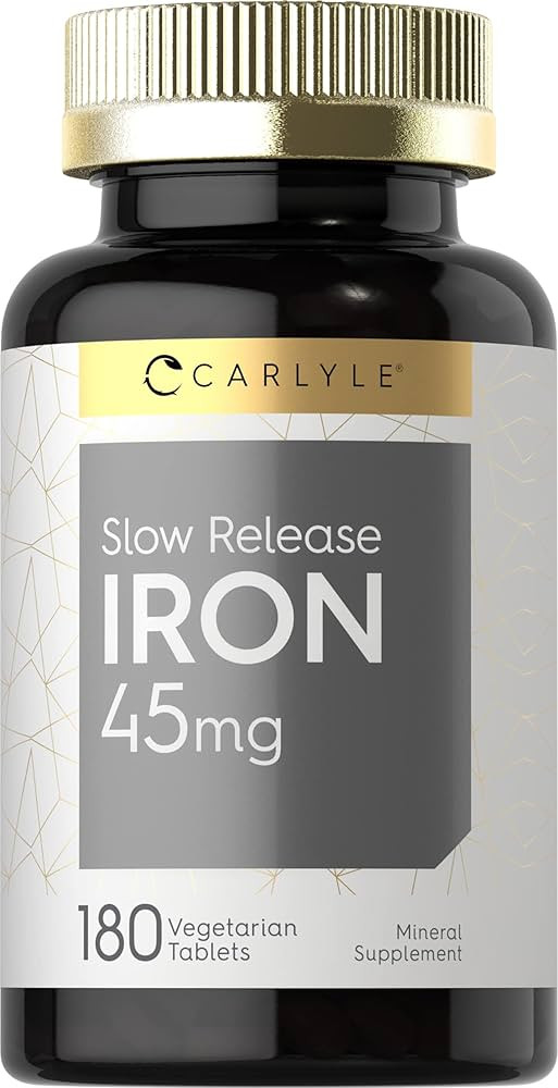 Carlyle Slow Release Iron 45 mg | 180 Tablets | Ferrous Sulfate Mineral Supplement | for Men & Wo... | Amazon (US)
