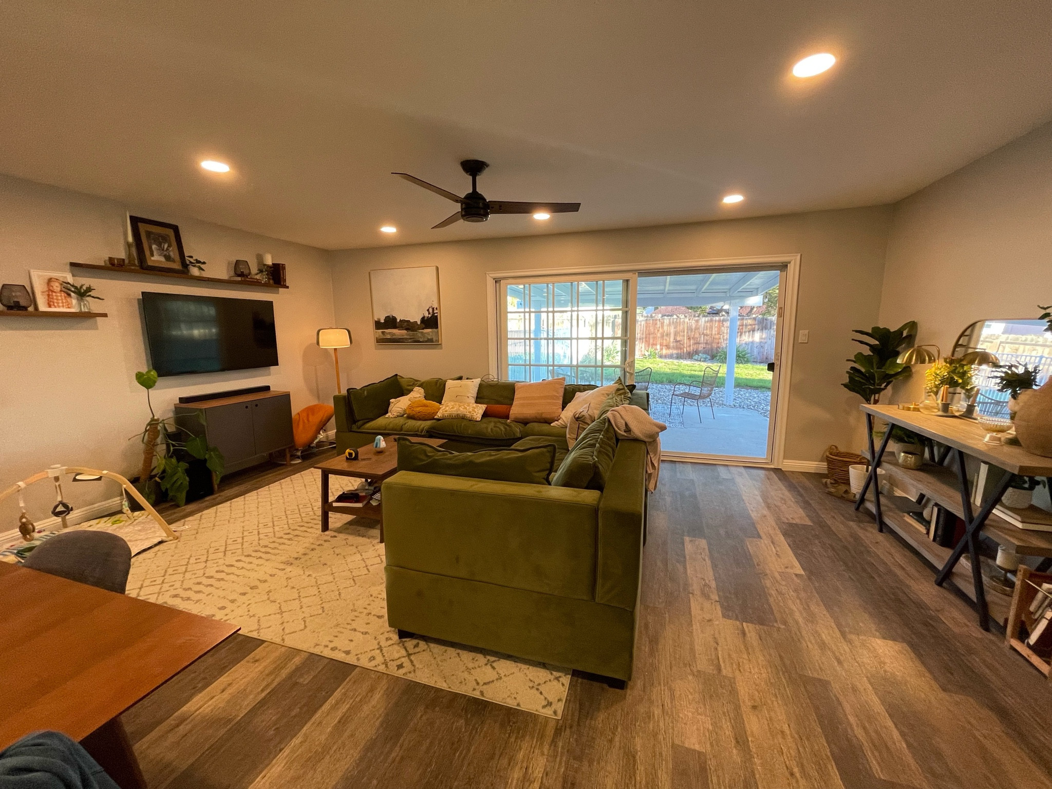Husband installed a new fan & more recessed lighting this weekend & this room looks brand new!! Also really highlights our beautiful #AlbanyPark Kova sectional 😍 it’s currently 20% OFF too! It also comes in some other gorgeous colors but I’m biased towards the olive green 💚
#homefinds #sectionals #bestsofa #livingroomdecor #livingroomfurniture #albanyparkcouch #midcenturysofa #midcenturysectional 

#LTKsalealert #LTKhome #LTKfamily