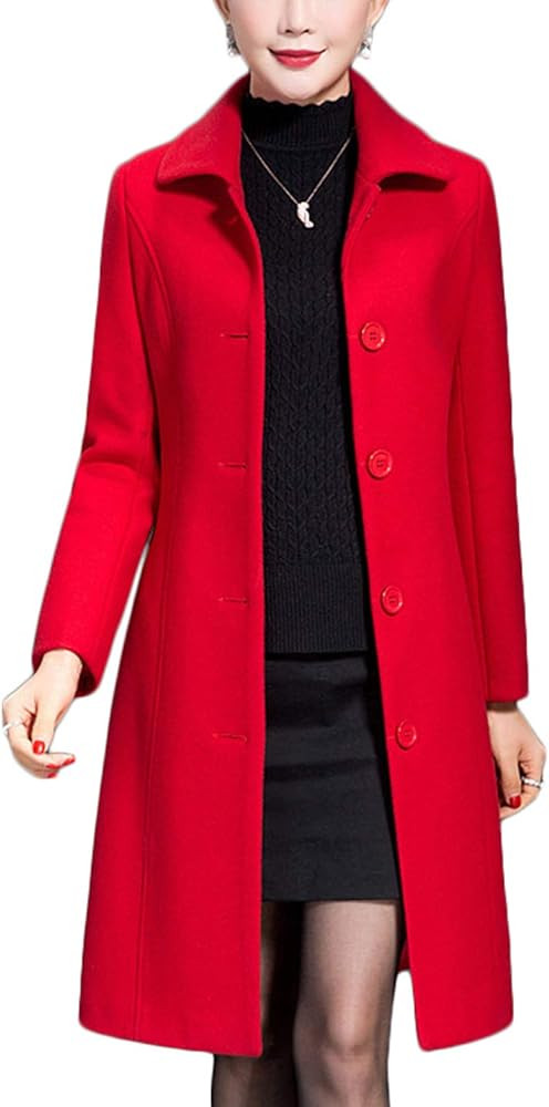 Jenkoon Women's Wool Trench Coat Winter Long Thick Overcoat Walker Coats | Amazon (US)