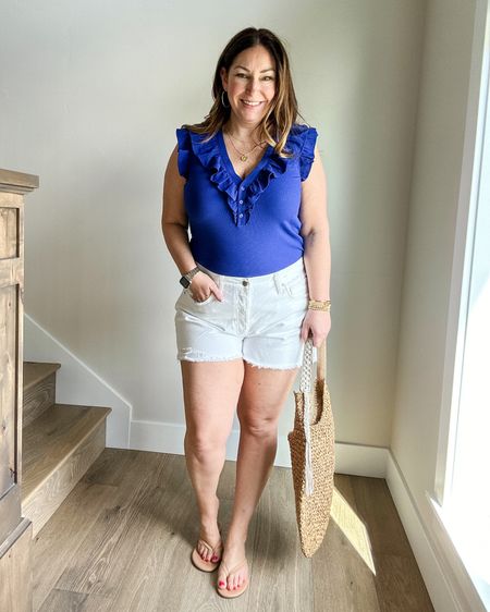 Midsize summer outfit 

Fit tips: top tts, L // shorts size up if in-between minimal stretch, 14 

Code RYANNE10 for 10% off gibsonlook 

Summer  summer outfit  casual outfit  Memorial Day Outfit  americana Outfit  midsize  midsize fashion  the recruiter mom  
#LTKmidsize #LTKstyletip

#LTKSeasonal