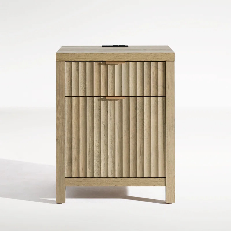 Arrilla 25'' H 2 - Drawer Nightstand with Built-In Outlets | Wayfair North America