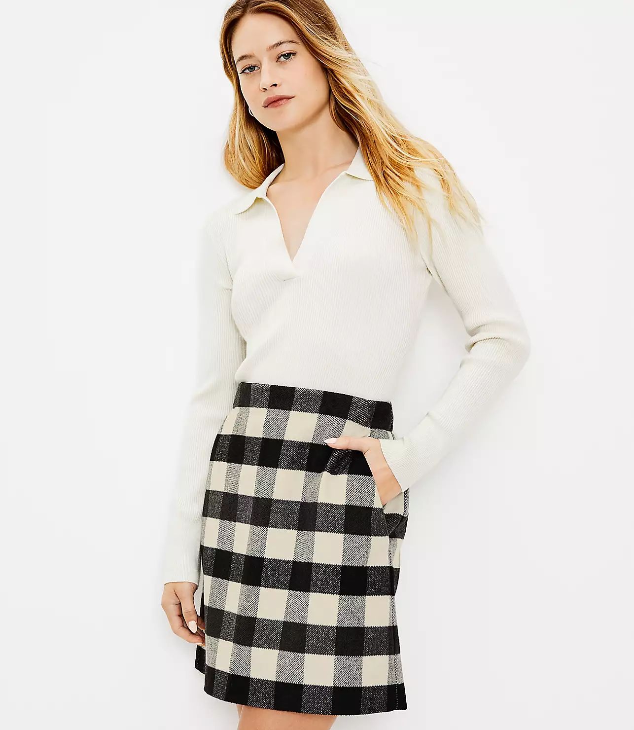 Checked Pocket Skirt | LOFT